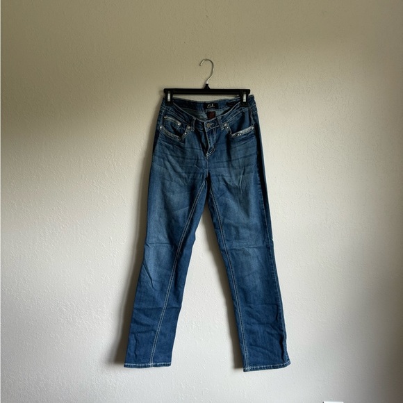 Earl Straight Leg Mid Wash Denim Jeans Women’s 4 y2k 2000s McBling - Picture 1 of 4